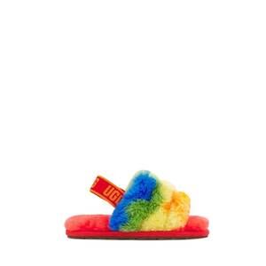 NEW UGG girl's fluff yeah cali collage slides in rainbow stripes
